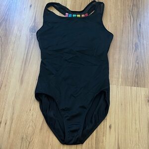 Balera Black Rainbow Stripe Dance Leotard Adult Small